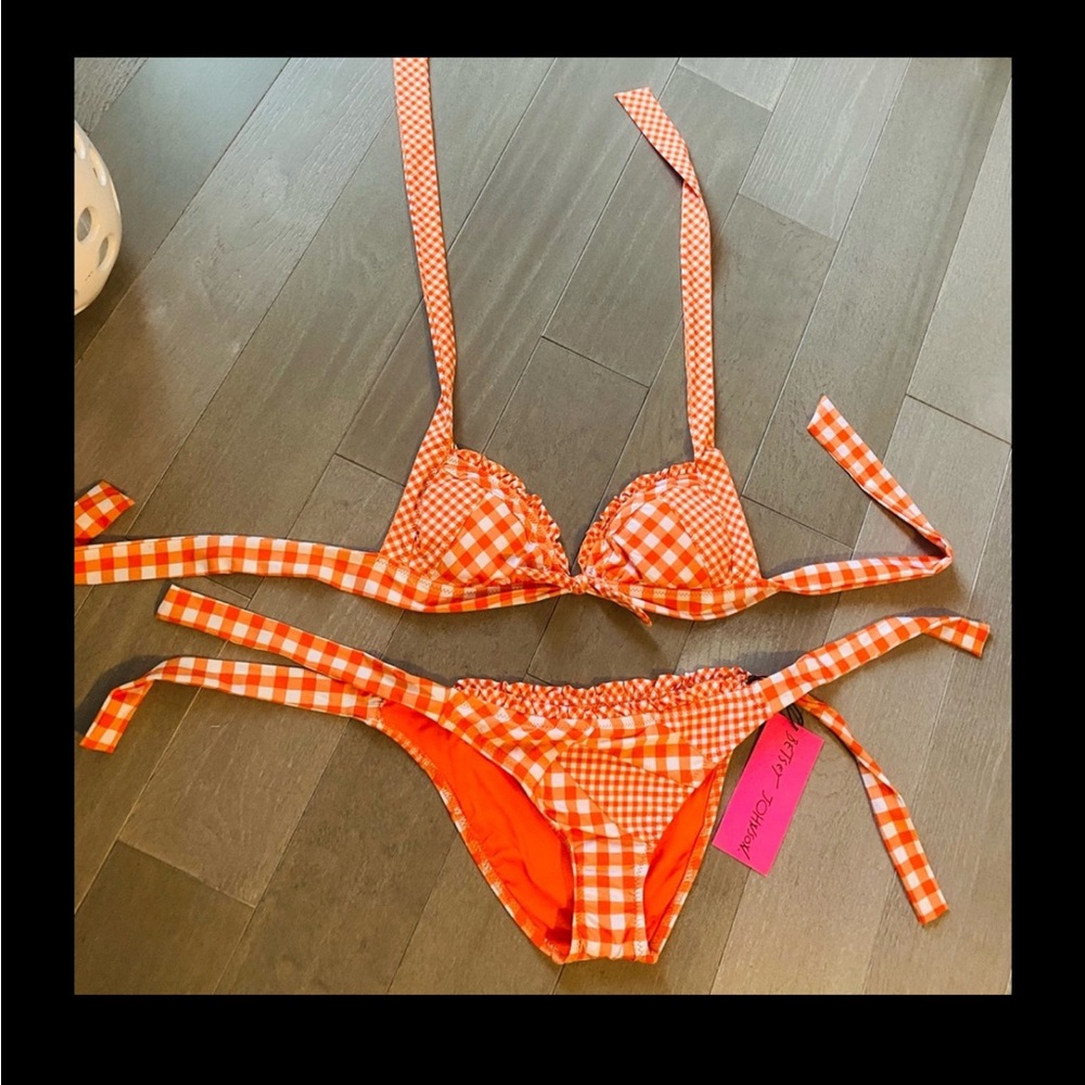 BETSY JOHNSON - Orange/White Bikini Set